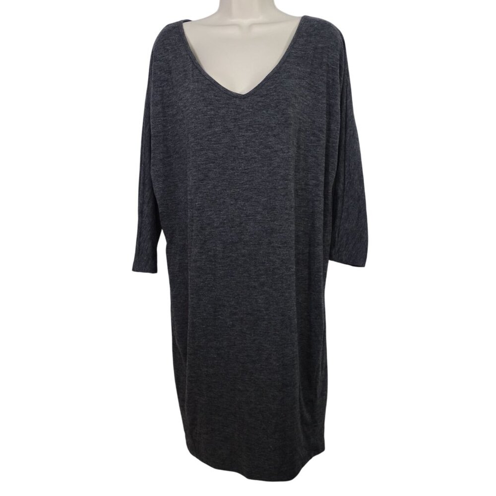 Old Navy Dark Heather Gray V-Neck Dolman Long Sleeve Knit Dress Women Size M